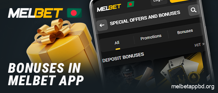 Available bonuses in the Melbet app for players from Bangladesh