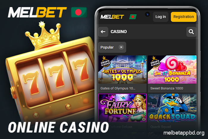 Online casino section in the Melbet app for players from Bangladesh